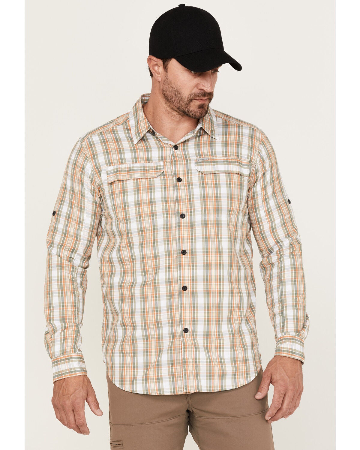 Image #1 - Columbia Men's Silver Ridge Balanced Plaid Long Sleeve Button-Down Western Shirt, Tan, hi-res