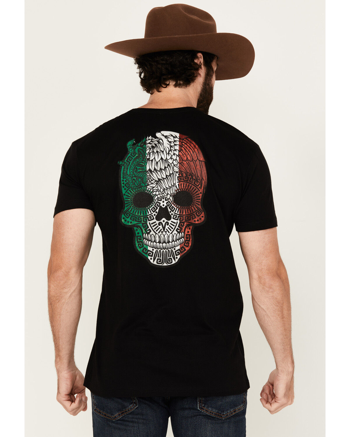 Image #1 - Moonshine Spirit Men's Eagle Skull Mexico Short Sleeve Graphic T-Shirt, Black, hi-res