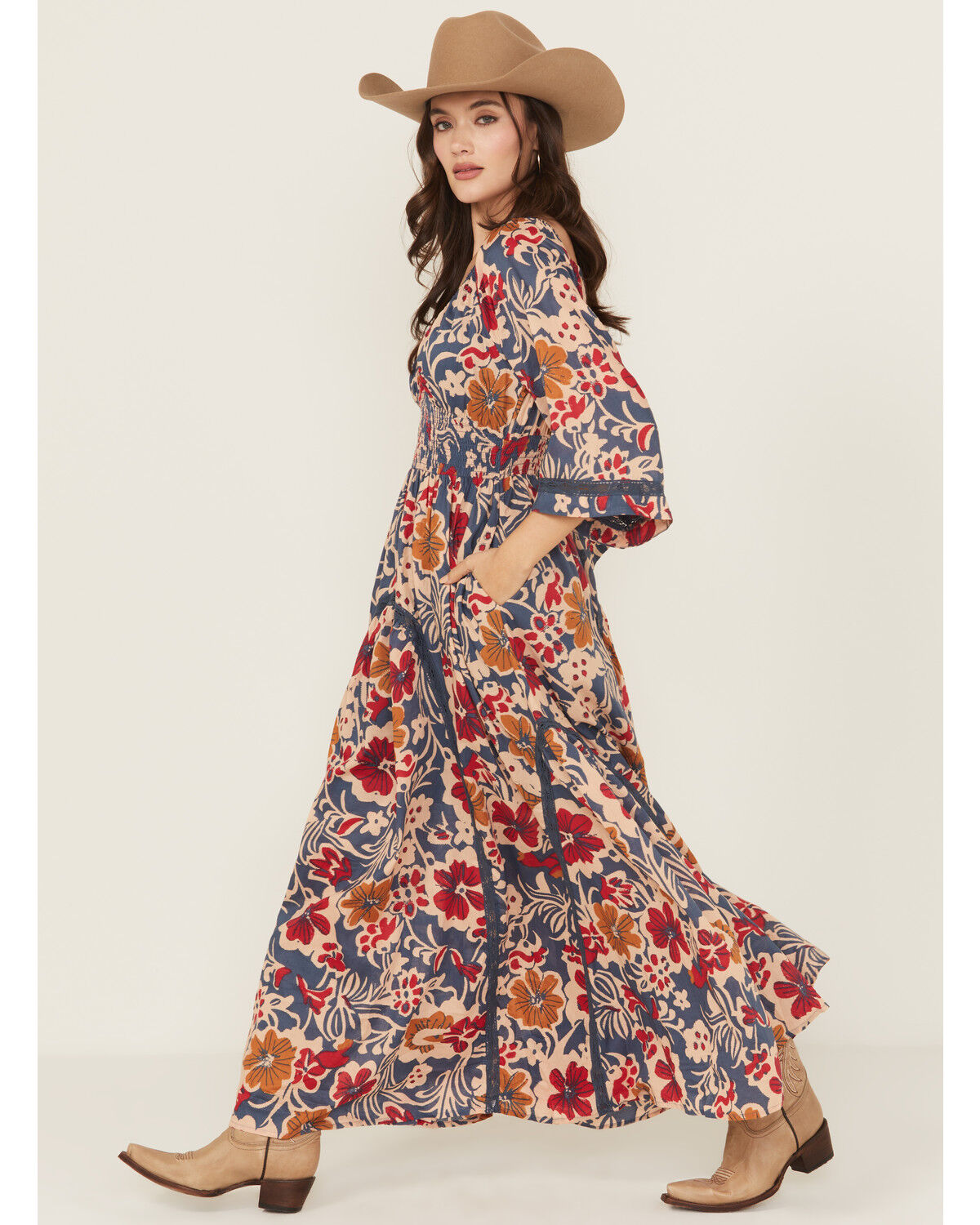 Image #2 - Free People Women's Dixie Floral Print Maxi Dress, Indigo, hi-res