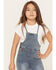 Hayden Girls' Medium Wash Denim Overalls, Blue, hi-res