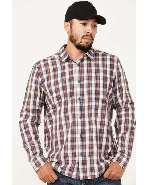 Image #2 - Brothers and Sons Men's Dawson Plaid Print Long Sleeve Button Down Western Shirt, Burgundy, hi-res