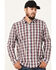 Image #2 - Brothers and Sons Men's Dawson Plaid Print Long Sleeve Button Down Western Shirt, Burgundy, hi-res
