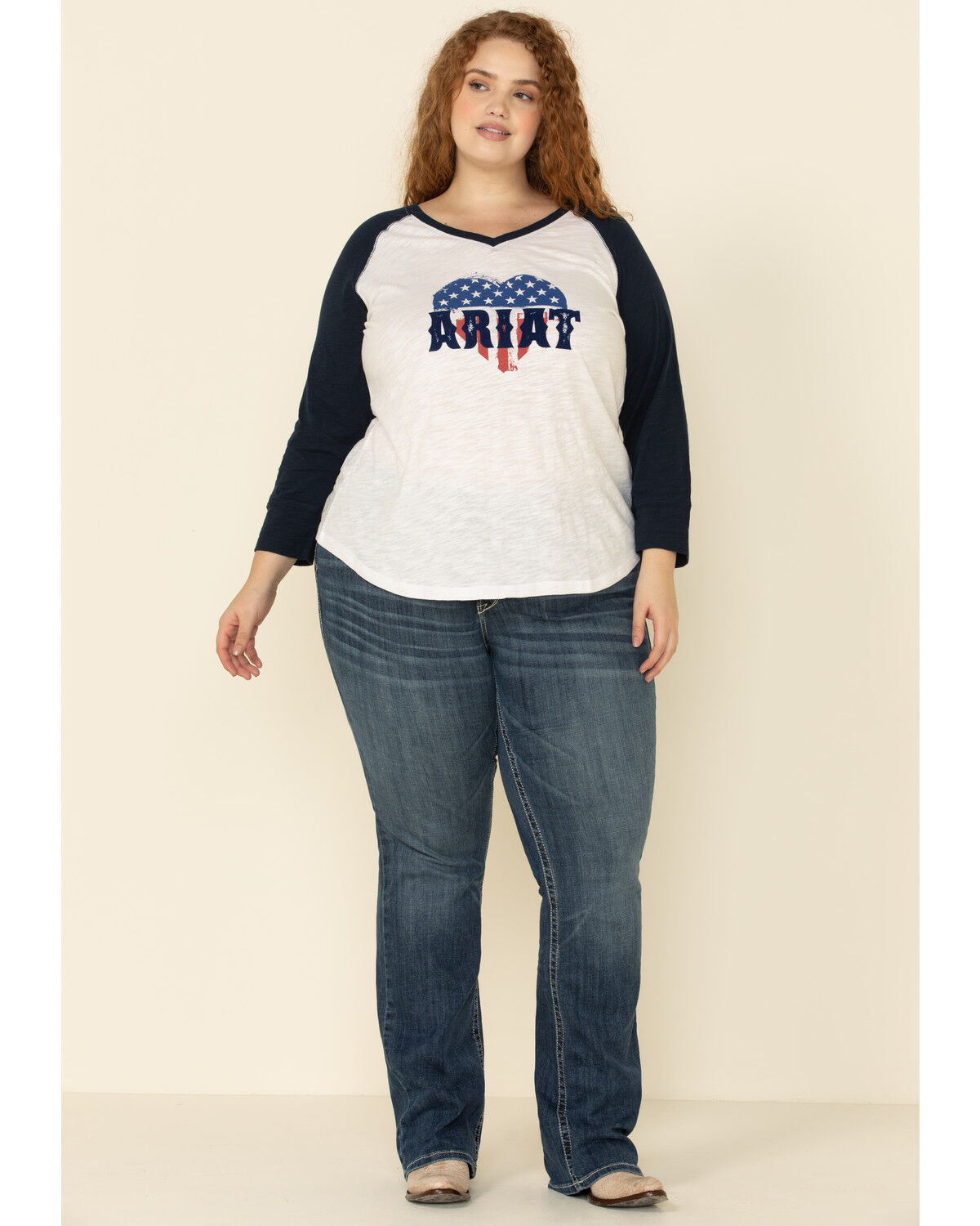 Image #2 - Ariat Women's American Love Tee - Plus, White, hi-res
