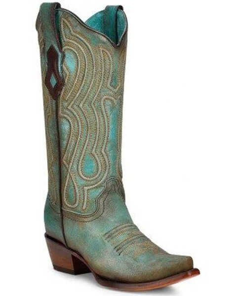 Image #1 - Corral Women's Embroidered Western Boots - Snip Toe, Turquoise, hi-res
