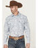 Image #1 - Cowboy Hardware Men's Paisley Print Long Sleeve Snap Stretch Western Shirt, Blue, hi-res