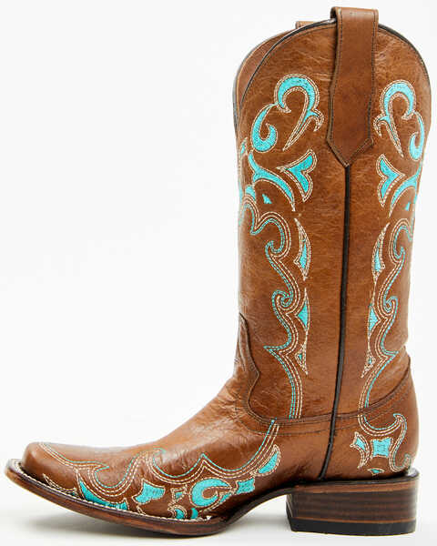 Image #4 - Circle G Women's Embroidered Western Boots - Square Toe, Honey, hi-res