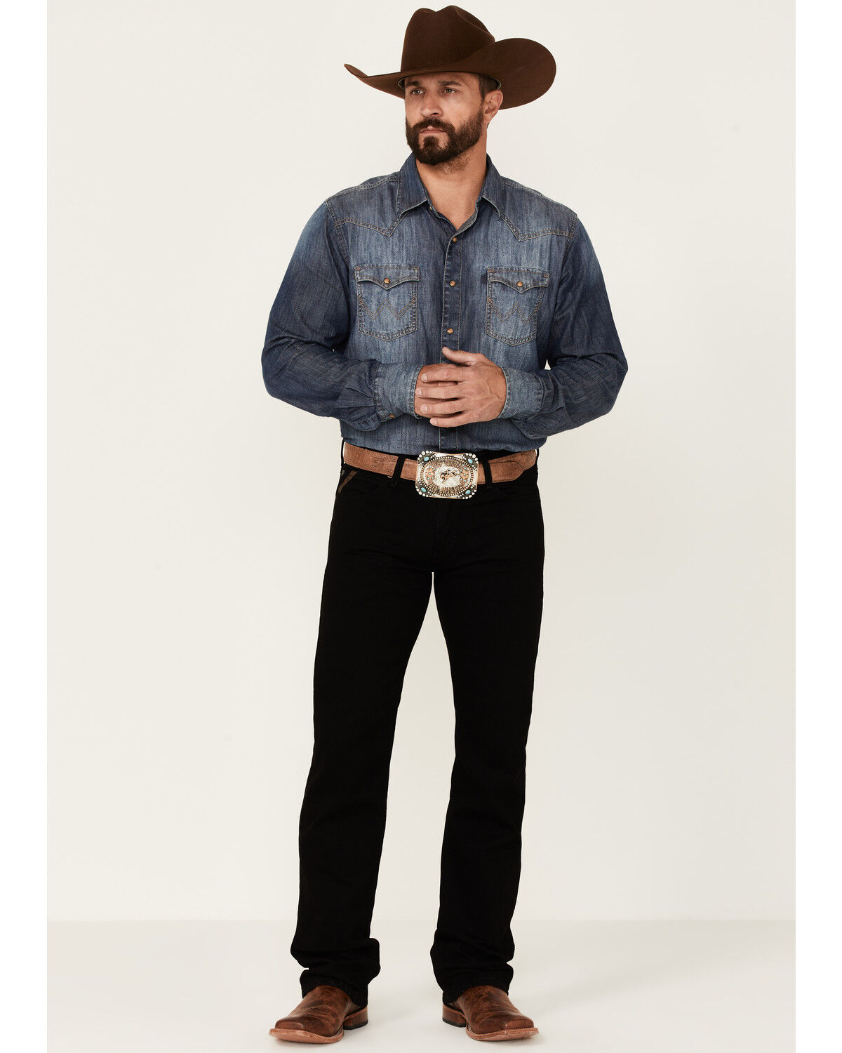 Image #1 - Ariat Men's M7 Black Legacy Wash Stretch Slim Straight Jeans, Black, hi-res