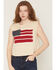 Image #1 - Baevely Women's American Flag Muscle Tank, Cream, hi-res