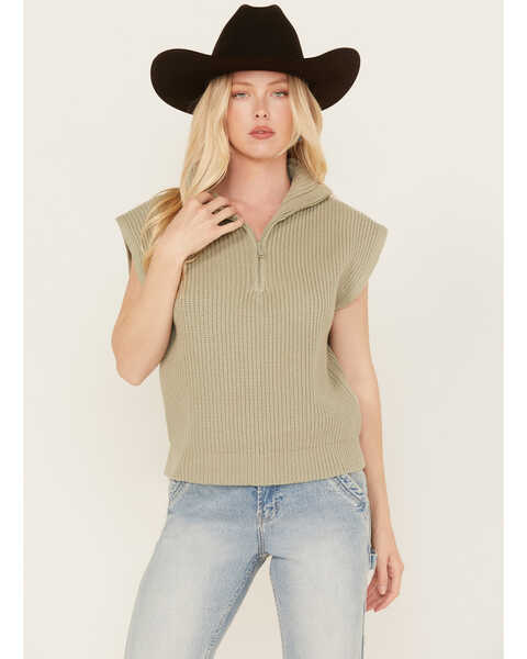 Image #1 - Revel Women's Quarter Zip Sweater Vest, Sage, hi-res