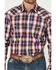 Roper Men's Amarillo Plaid Print Long Sleeve Pearl Snap Western Shirt, Blue, hi-res
