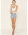 Shyanne Women's Striped High Rise Shorts, Light Blue, hi-res