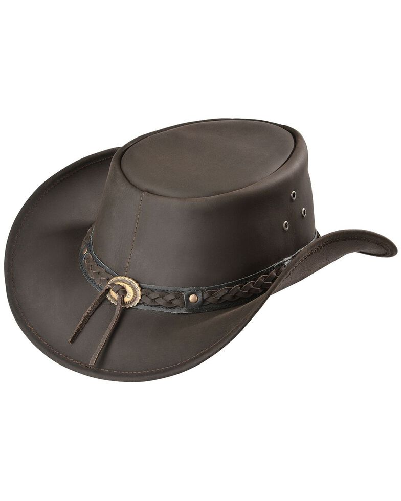 Outback Trading Co. Chocolate Wagga Wagga UPF50 Sun Protection Leather Hat Sheplers