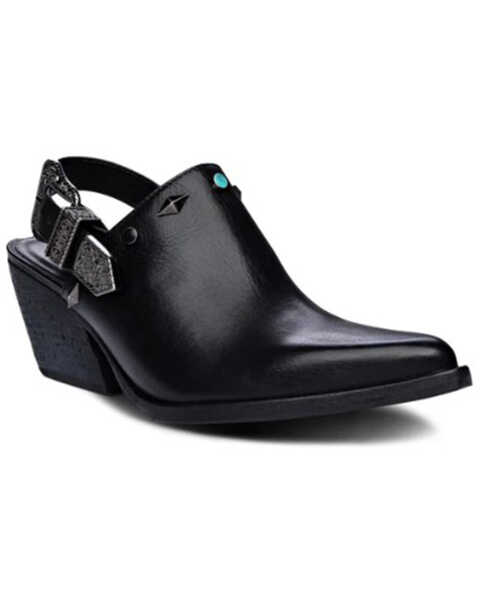 Image #1 - Golo Women's Billy Jean Buckle Western Mules - Pointed Toe, Black, hi-res
