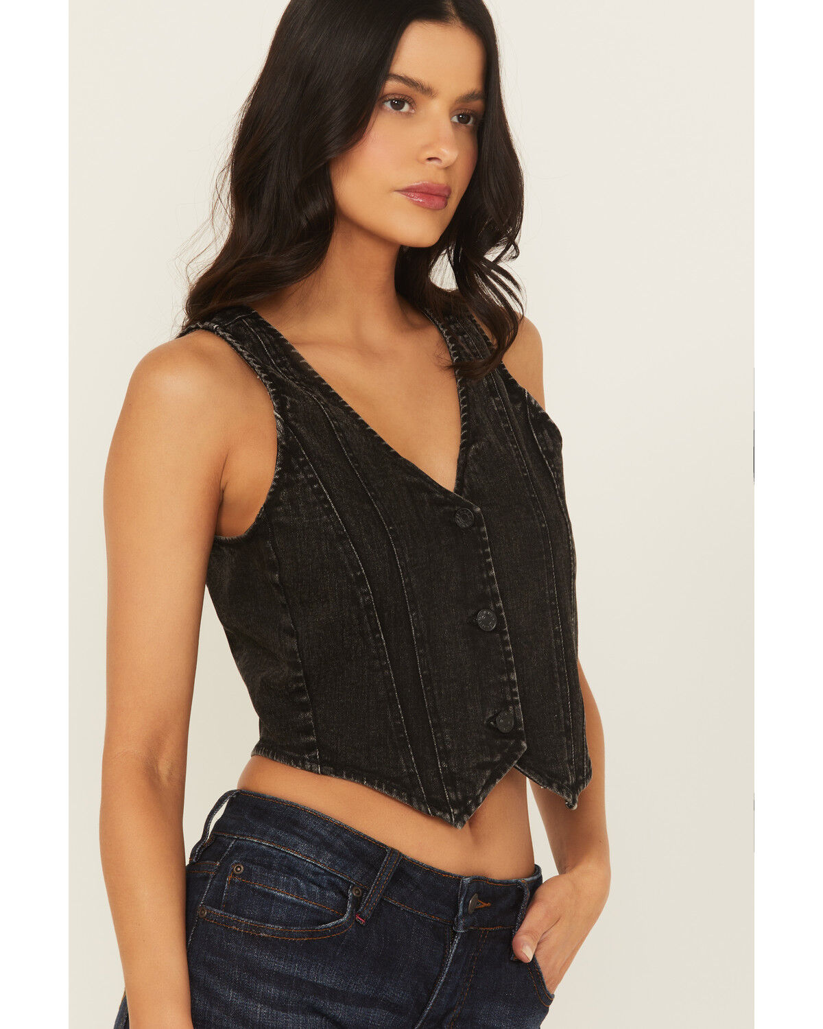 Image #3 - Blue B Women's Boot Barn Exclusive Denim Boot Stitch Embroidered Vest, Black, hi-res