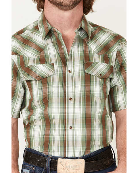 Image #3 - Gibson Men's Green Lantern Plaid Print Snap Western Shirt , Green, hi-res