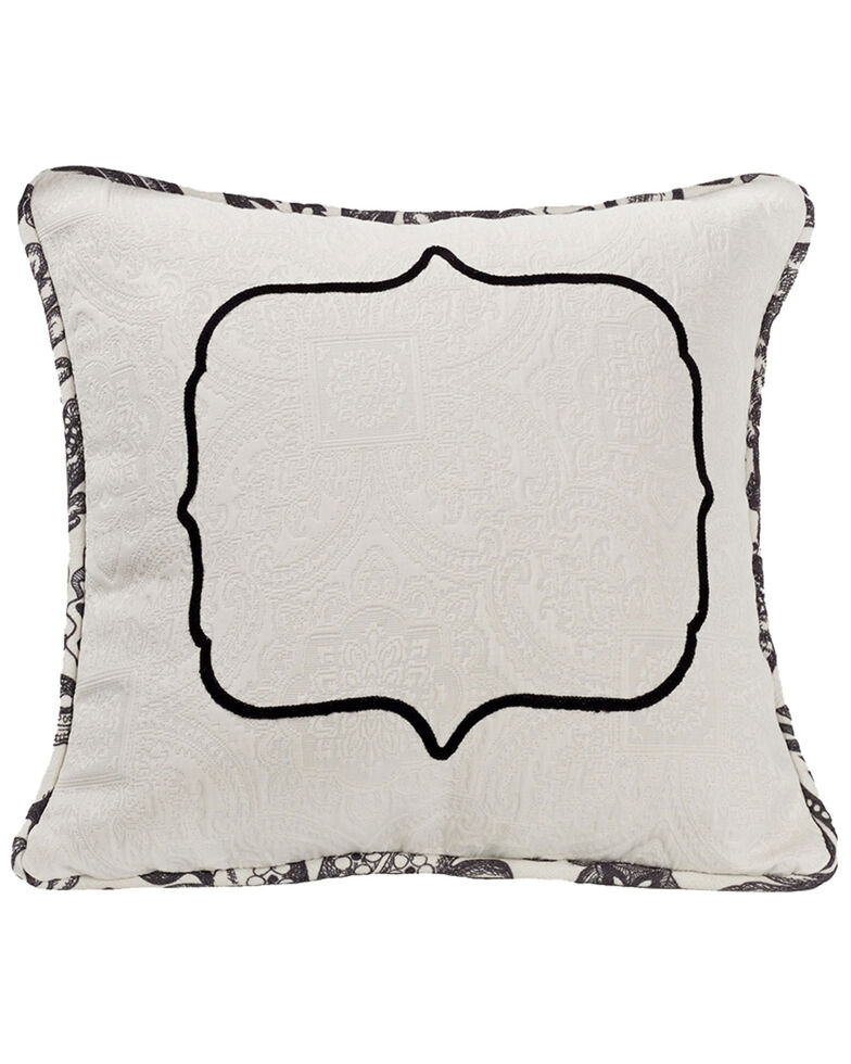 HiEnd Accents Augusta Matelasse Pillow with Embroidery Detail, Black, hi-res