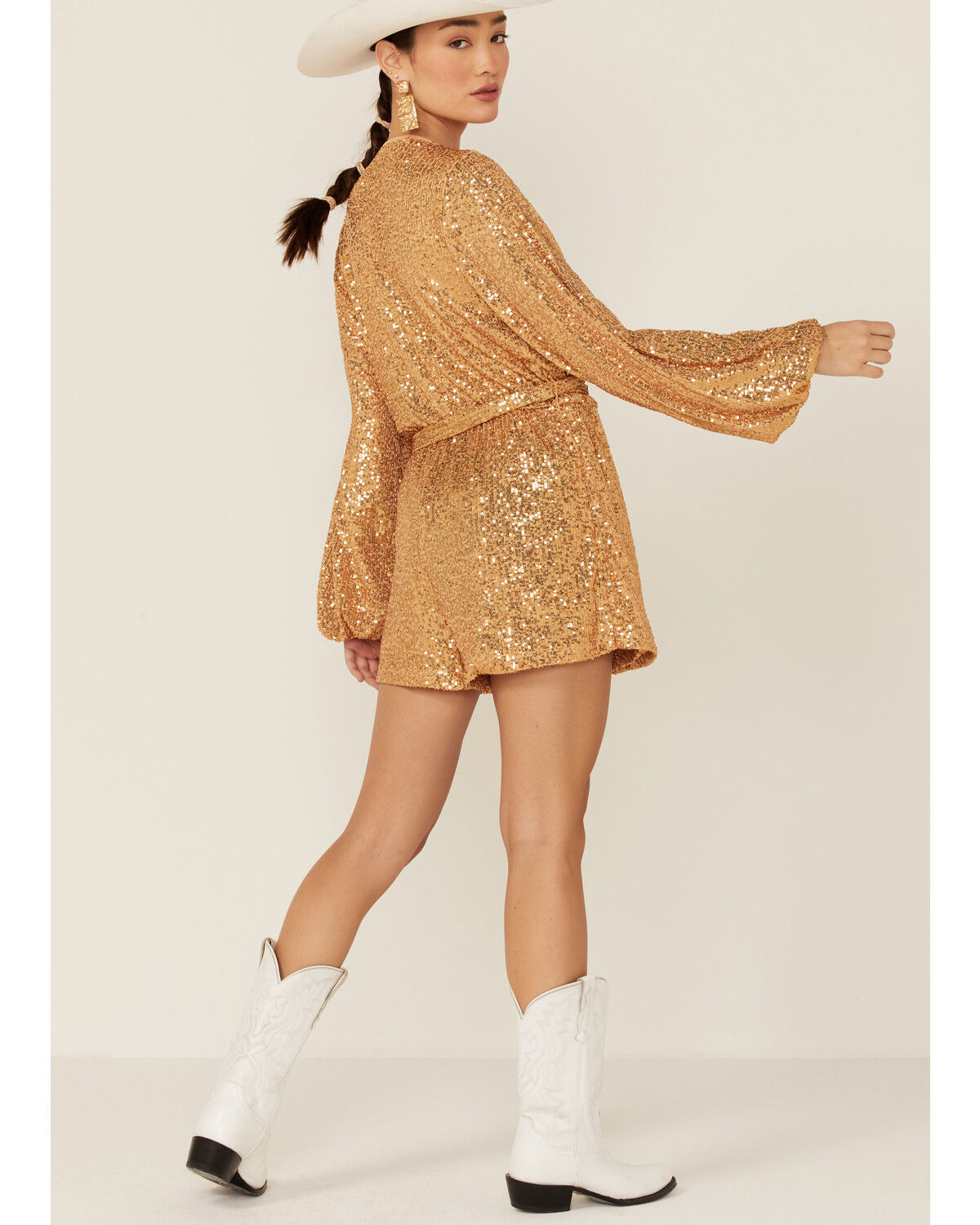 Free People Women's Christa Sequin Long Sleeve Romper | Sheplers