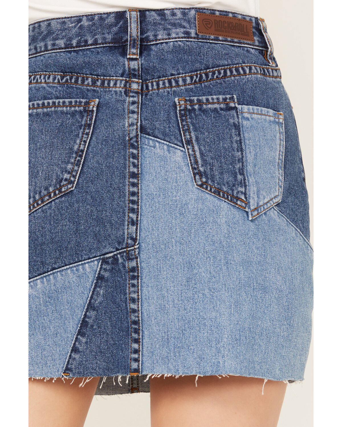 Image #5 - Rock & Roll Denim Medium Wash Patch Denim Skirt, , hi-res