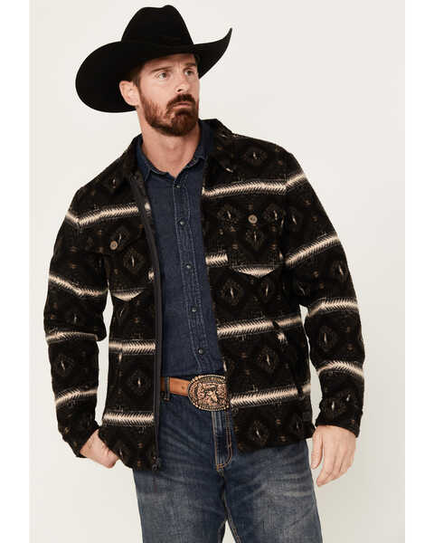 Image #1 - Powder River Outfitters by Panhandle Men's Berber Multicolor Zip Snap Jacket, Charcoal, hi-res