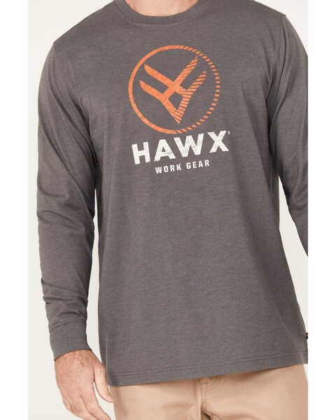 Image #3 - Hawx Men's Stam Logo Long Sleeve Graphic Work T-Shirt, Charcoal, hi-res