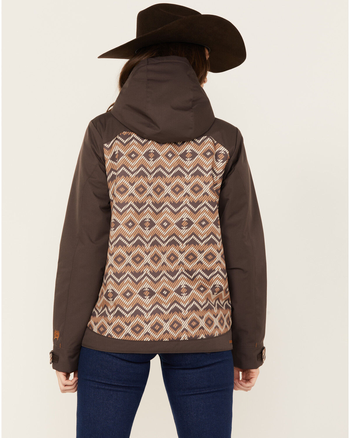 Image #4 - Cinch Women's Southwestern Print Fleece Lined Ski Coat, Grey, hi-res