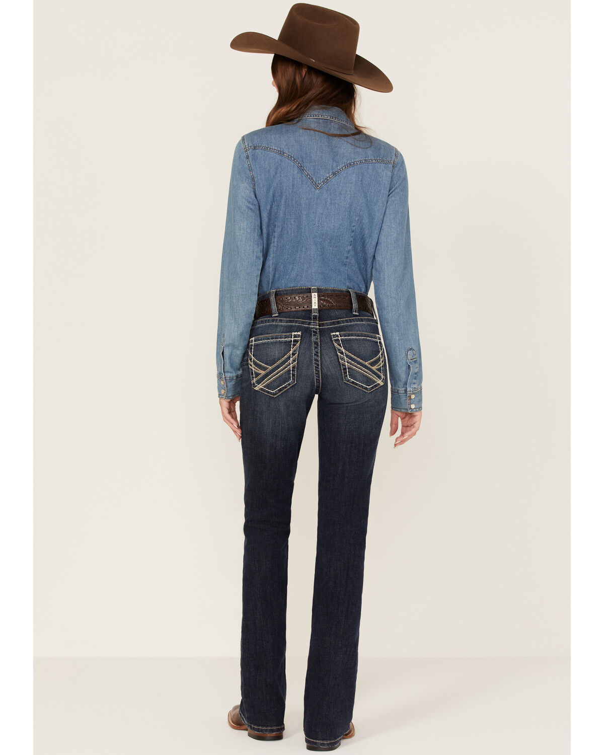 Image #3 - Ariat Women's R.E.A.L. Medium Wash Mid Rise Lexi Slim Stretch Bootcut Jeans, Blue, hi-res