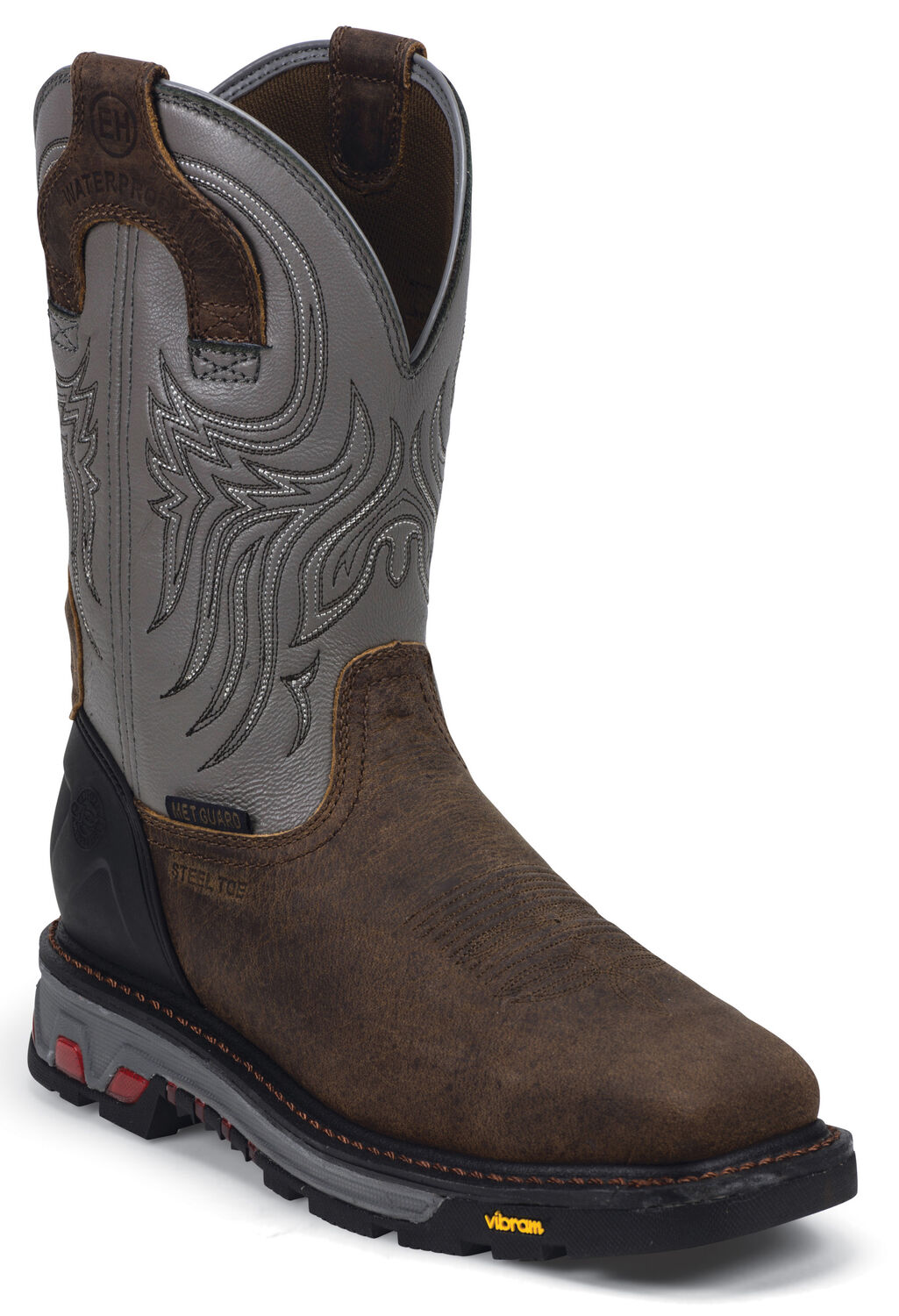 Image #1 - Justin Men's Tanker EH Waterproof Met Guard Work Boots - Steel Toe, Timber, hi-res