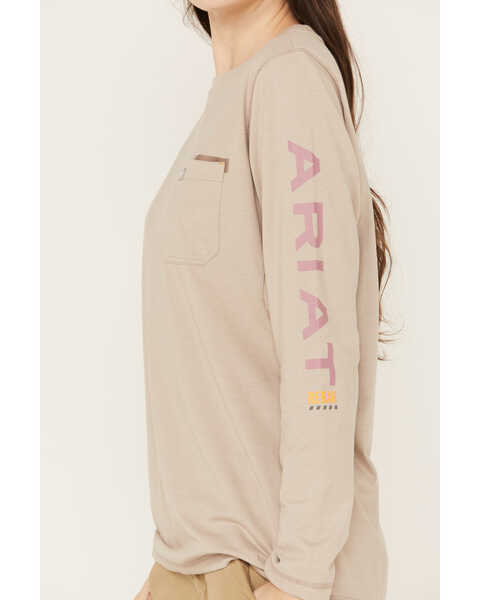 Image #3 - Ariat Women's Rebar Long Sleeve Work Shirt, Pink, hi-res
