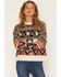 Image #1 - By Together Women's Southwestern Print Sweater, Brown, hi-res