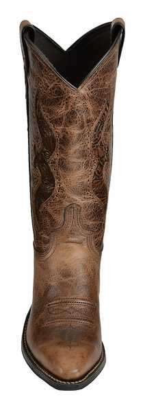 Abilene Brown Hand Tooled Inlay Cowgirl Boots - Snip Toe, Brown, hi-res