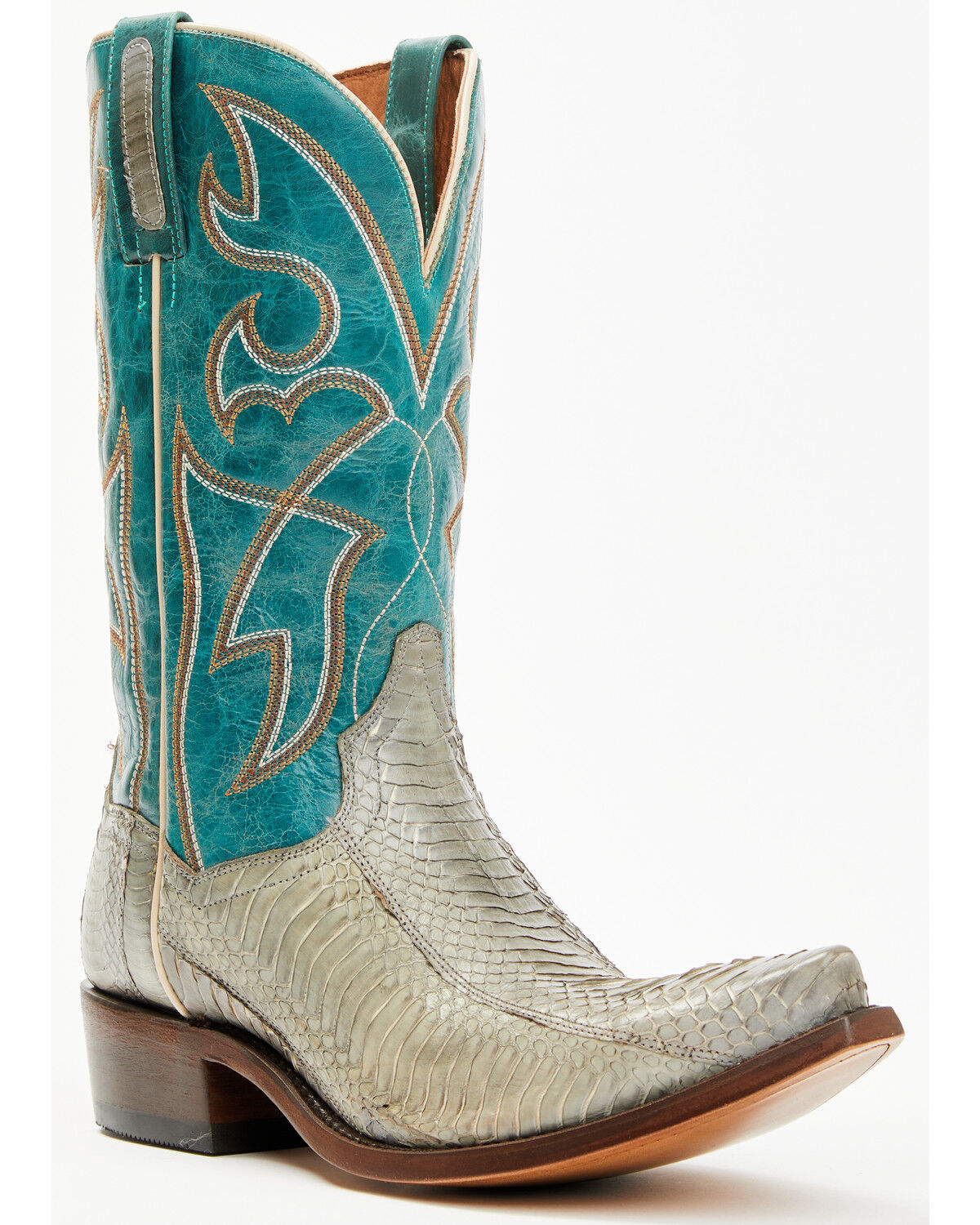 Image #1 - Dan Post Men's Exotic Snake Western Boots - Snip Toe, Grey, hi-res