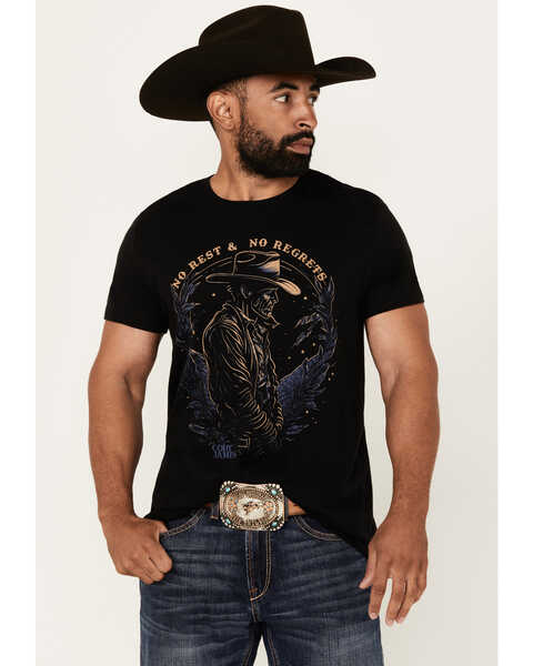 Cody James Men's No Regrets Cowboy Short Sleeve Graphic T-Shirt , Black, hi-res