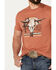 Rock & Roll Denim Men's Scenic Skull Short Sleeve Graphic T-Shirt, Rust Copper, hi-res