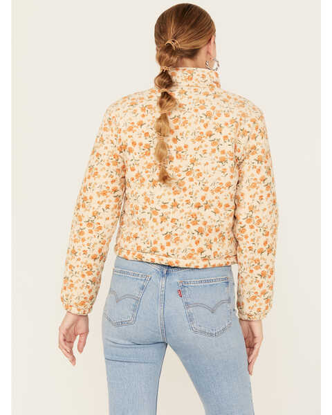 Image #4 - Sadie & Sage Women's Marigold Fields Floral Print Corduroy Puffer Jacket , Cream, hi-res