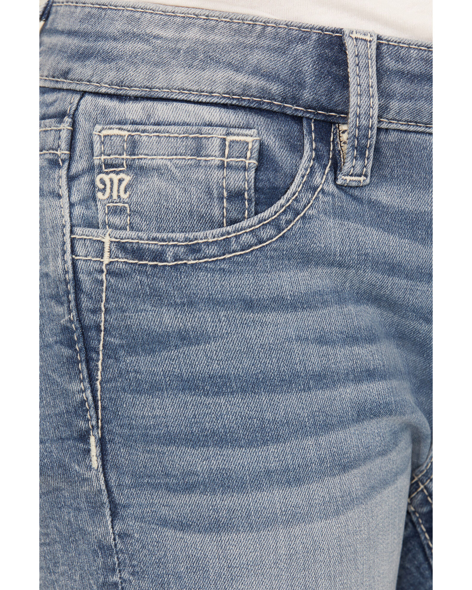 Image #4 - Miss Me Girls' Light Wash Cross Pocket Bootcut Denim Jeans, Blue, hi-res