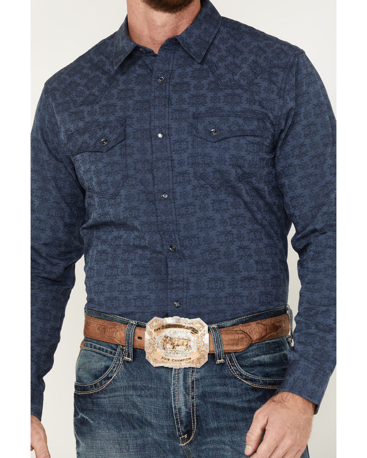 Image #3 - Moonshine Spirit Men's Show Stopper Floral Print Long Sleeve Western Snap Shirt, Teal, hi-res