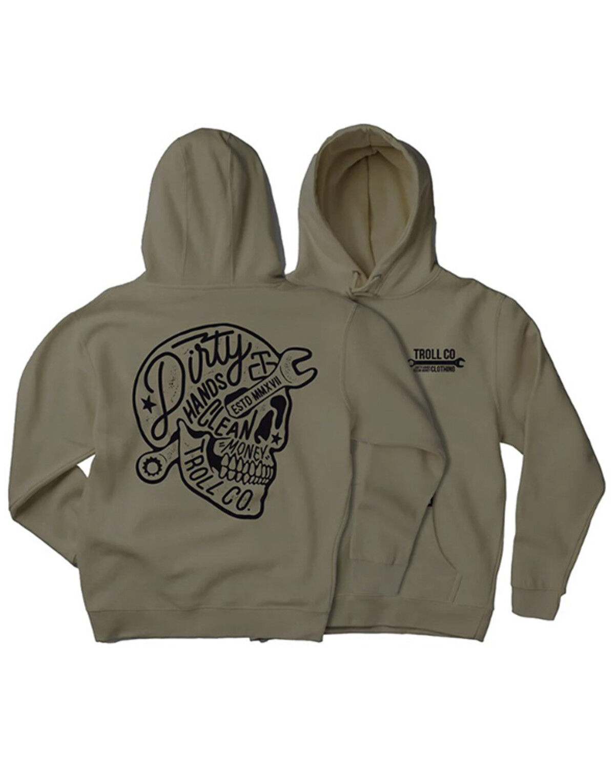 Image #1 - Troll Co Men's Molten Graphic Hooded Sweatshirt, Heather Grey, hi-res
