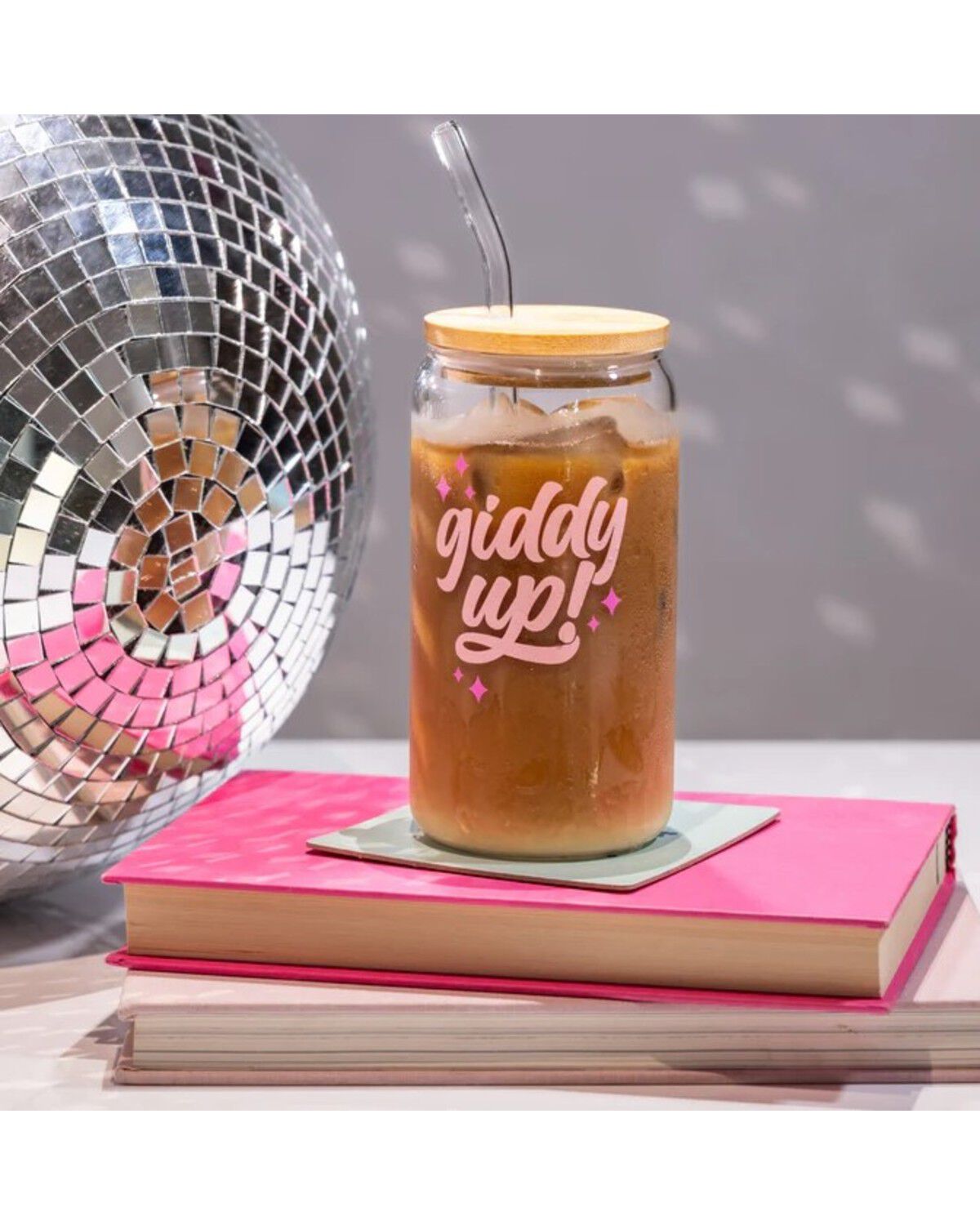Image #2 - Totalee Gift Women's Giddy Up Cup And Straw Lid, Pink, hi-res