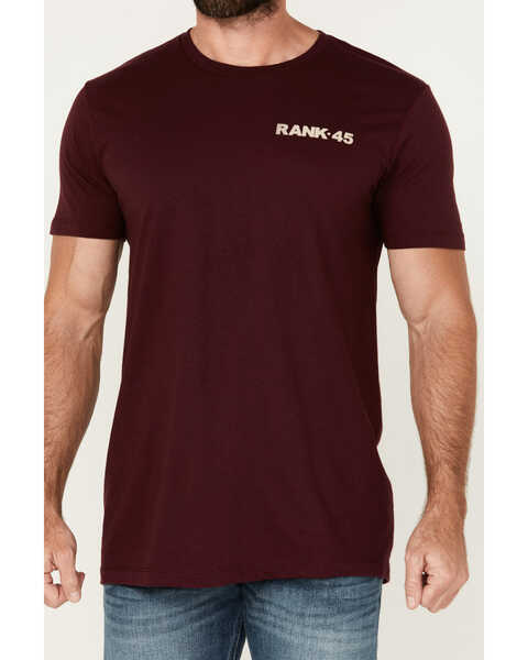 Image #3 - RANK 45® Men's Long Horn Logo Short Sleeve Graphic T-Shirt , Burgundy, hi-res