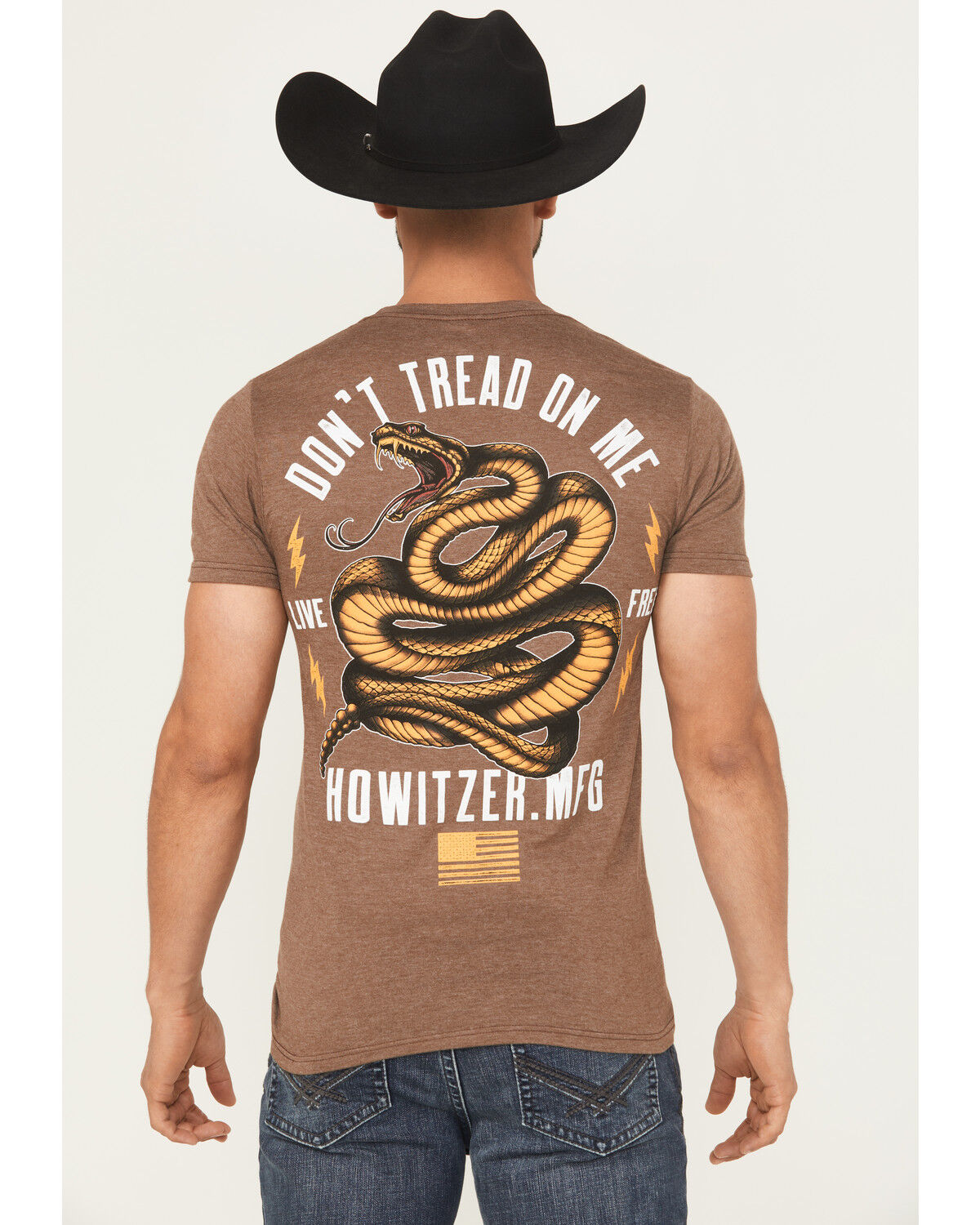 Image #1 - Howitzer Men's Don't Tread on Me Short Sleeve Graphic T-Shirt, Brown, hi-res