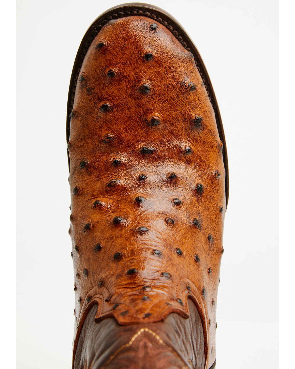 Image #6 - Tanner Mark Men's Ostrich Print Western Boots - Broad Square Toe, Cognac, hi-res