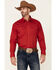 Image #1 - Roper Men's Amarillo Collection Solid Long Sleeve Western Shirt, Red, hi-res