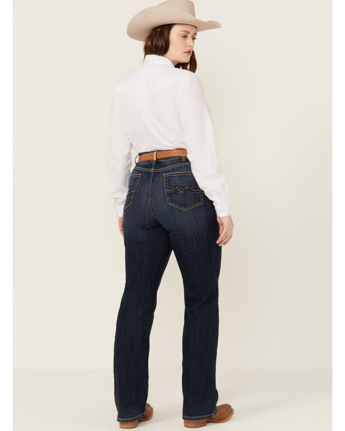 Image #1 - Ariat Women's Desiree Dark Wash Perfect Rise Bootcut Stretch Denim Jeans - Plus, Dark Wash, hi-res