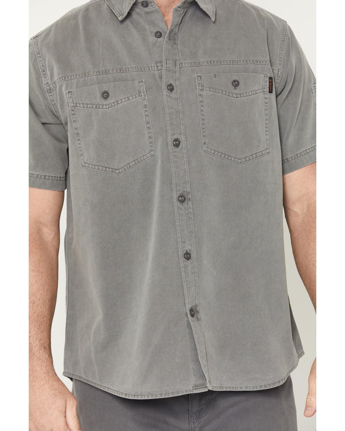 Image #3 - Hawx Men's Burr Solid Short Sleeve Button-Down Woven Work Shirt, Light Grey, hi-res