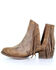 Circle G Women's Brown Studded Fringe Booties - Round Toe, Brown, hi-res