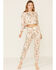 Peach Love Women's Cropped Splatter Print Sweatpants, Tan, hi-res