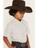 Image #2 - Rock & Rock Denim Boys' Tek Geo Print Short Sleeve Pearl Snap Stretch Western Shirt, White, hi-res