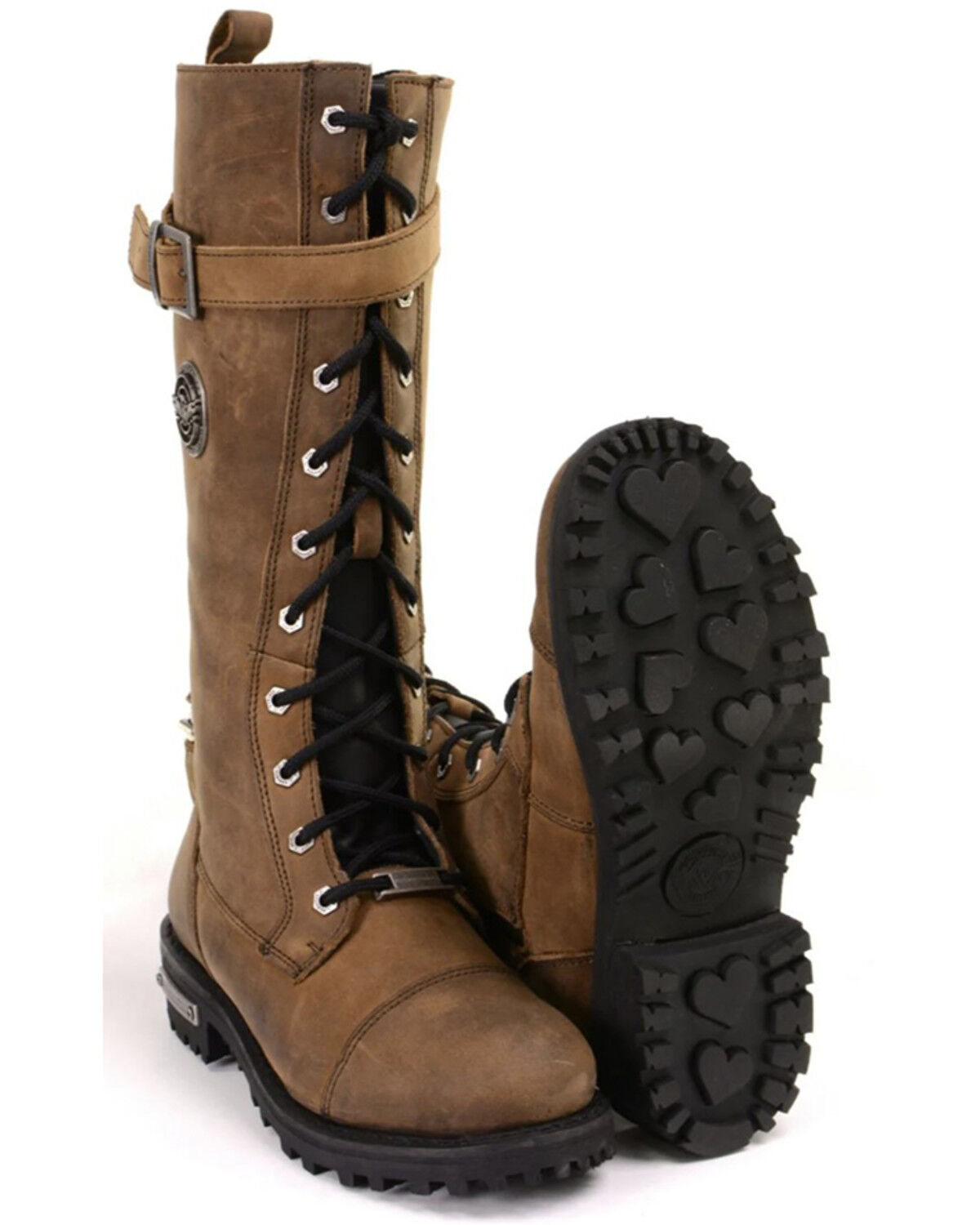 Image #5 - Milwaukee Leather Women's Tall Motorcycle Boots - Round Toe, Brown, hi-res