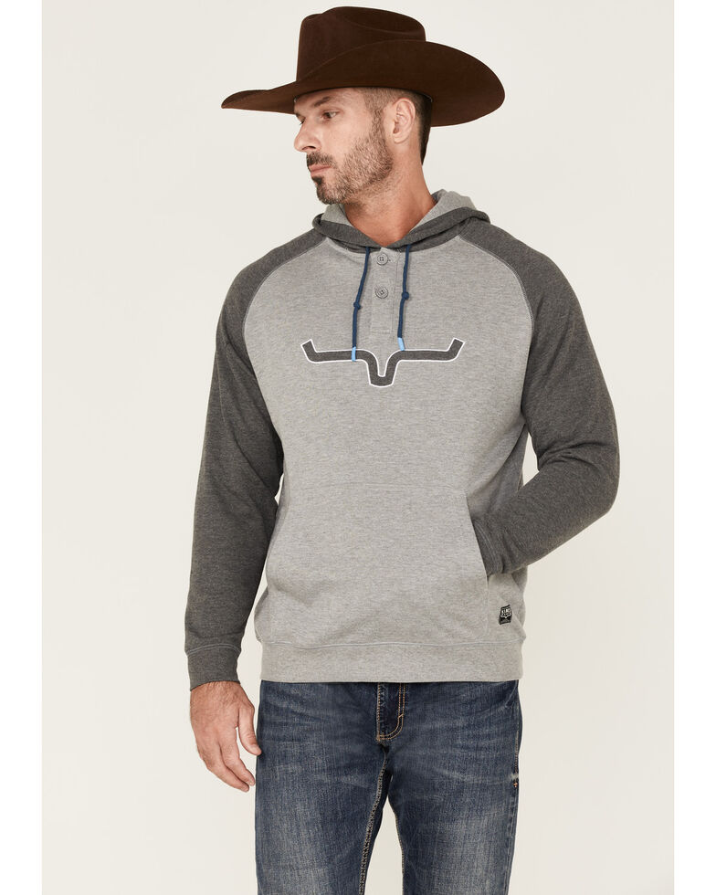 Kimes Ranch Men's Burn Off Pullover Sweatshirt Hoodie, Heather Grey, hi-res