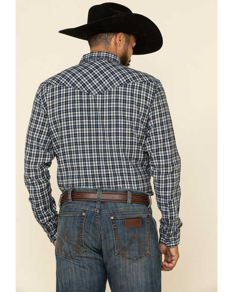 Image #3 - Cody James Men's Ash Small Plaid Long Sleeve Western Flannel Shirt , Navy, hi-res